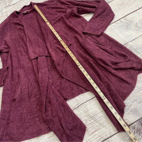 Barefoot Dreams CozyChic Ultra Lite® Hi/lo Cardi Sweater Maroon Size 1X - Picture 4 of 8